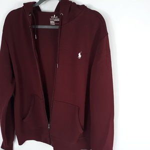 Polo Ralph Lauren Mens Tracksuit Set Maroon Hooded Zipper Drawstring Pockets L